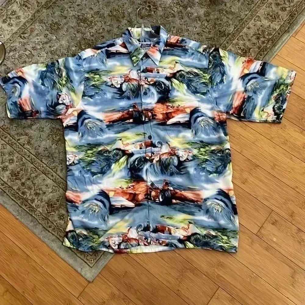 Reyn Spooner Sports Formula 1 Hawaiian Shirt large - Picture 1 of 9